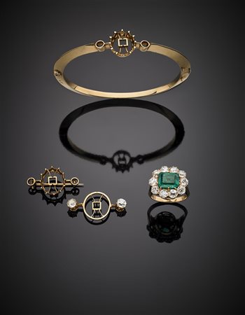 Bracciale trasformabile in anello e spilla con diamanti rotondi per...