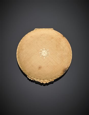 Portacipria in oro giallo e lucido satinato con specchio all'interno, lordi g...