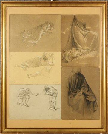 SEMINO FRANCESCO - Genova, 1832-1883. Cinque bozzetti preparatori su carta...