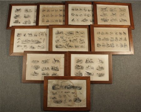 Firmato, datato. Dieci stampe su cartoncino raff. ''SERIE DI ANIMALI''....