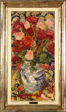 ZAMPOGNA DINO - Nato a Napoli nel 1926. Dipinto olio su tela raff. ''VASO CON...