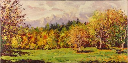 Firmato, datato. Dipinto olio su tela raff. ''PAESAGGIO AUTUNNALE''. Firmato...
