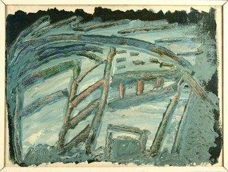 Datato. Dipinto olio su tela raff. ''PAESAGGIO ASTRATTO''. Firmato DAVOLI in...