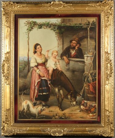 Firmato. DIES CESARE - Nato a Roma nel 1830. Dipinto olio su tela raff....