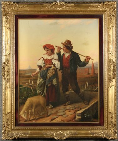 Firmato, datato. DIES CESARE - Nato a Roma nel 1830. Dipinto olio su tela...