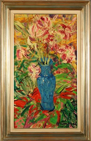 ZAMPOGNA DINO - Nato a Napoli nel 1926. Dipinto olio su tela raff. ''VASO CON...