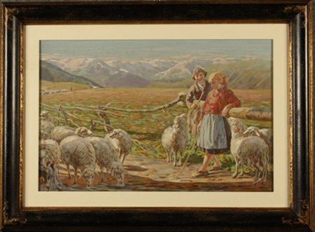 SEVESO POMPILIO - Milano, 1877-1949. Dipinto olio su cartone raff....