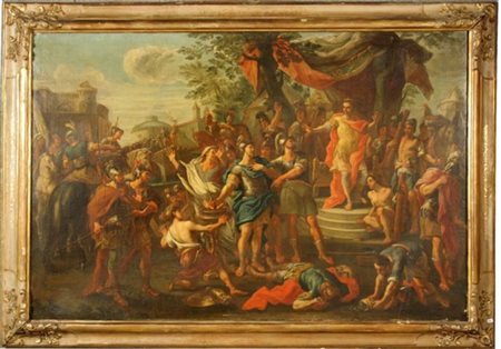 Firmato. MAESTRO NAPOLETANO DEL XVIII SECOLO. Dipinto olio su tela raff....