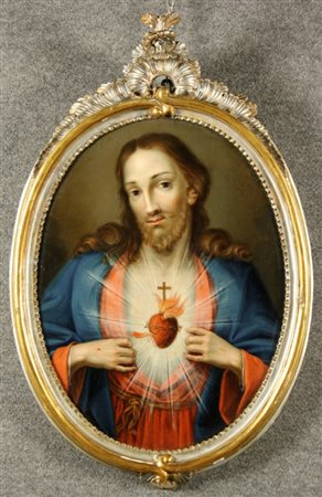 Firmato, datato. Dipinto ovale olio su tela applicata su tavola raff....