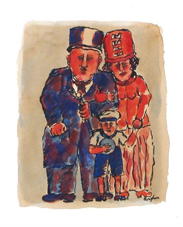 FRANZ BORGHESE Roma 21/01/1941 - Roma 17/12/2005 La famiglia tempera su carta...