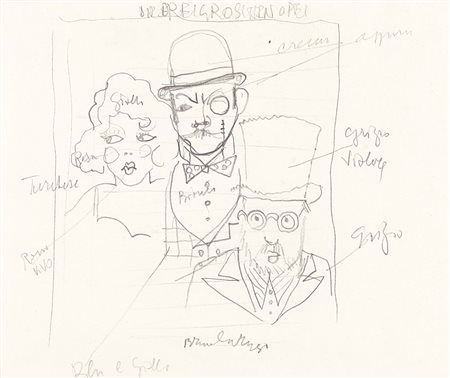 BRUNO CARUSO Palermo 08/08/1927 Studio per dipinto matita su carta cm. 16x19,...