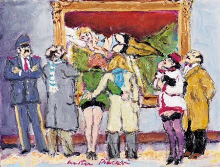 WALTER PIACESI Ascoli Piceno 18/09/1929 Visita al museo, 2006 olio su tavola...