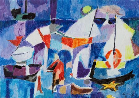 ENRICO PAULUCCI Genova 03/10/1901 - Torino 22/08/1999 Marina, vele bianche...