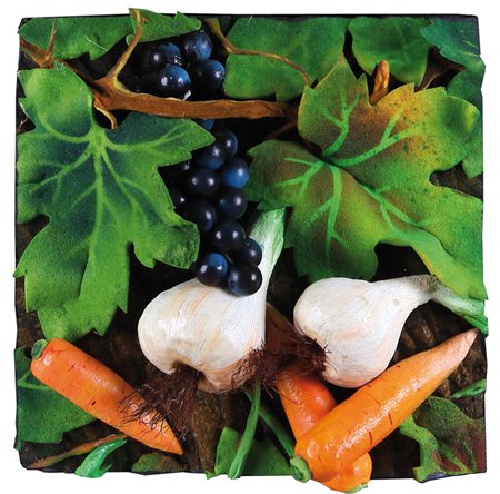 PIERO GILARDI Torino 03/08/1942 Cipolle, carote e uva, 2003 poliuretano...
