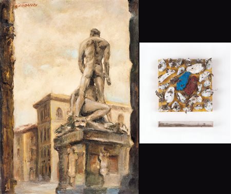 AUTORI VARI GIORGIO MORANDI Il monumento, 1972 olio su tela cm. 70x50, firma...