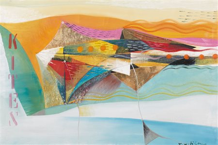 VITTORIOMARIA DI CARLO S. Marco in Lamis (Fg) 1939 Kites (aquiloni) olio e...