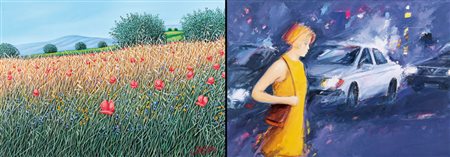 AUTORI VARI GIULIANO TROMBINI Senza titolo olio su tela cm. 50x70, firma in...