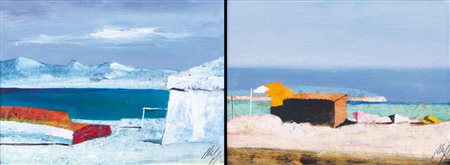 SALVATORE MAGAZZINI Pistoia 28/02/1955 Marina a Tunisi olio su tavola cm....