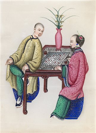 Numerosi dipinti su carta e carta di riso raffiguranti dame e gentiluomini,...