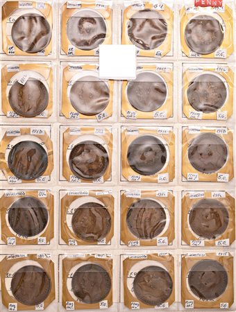 GRAN BRETAGNA. Giorgio V (1910-1936). Quasi 200 monete in rame. In album.