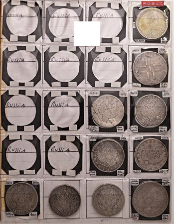 RUSSIA. Album con circa 208 monete in argento degli Zar (di cui 30 rubli e un...