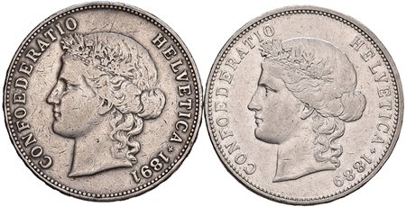 SVIZZERA. Confederazione. Circa 317 monete da 50 rappen, 1 franco, 2 e 5...