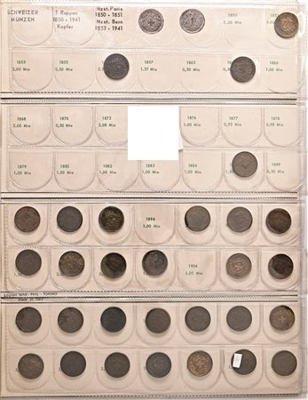 SVIZZERA. Confederazione. Circa 460 monete da 1, 2, 5, 10 e 20 rappen. In...