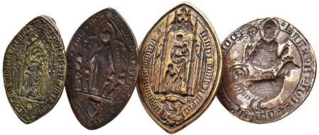 SIGILLI. 4 sigilli ( 3 ovali e uno rotondo) a soggetto religioso, da...