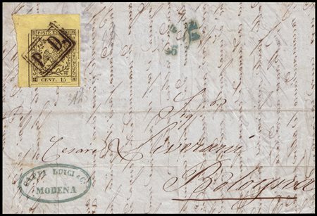 MODENA 1856 (3 mar.)Lettera con testo da Modena per Bologna affrancata con...