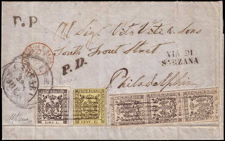 MODENA 1855 (29 dic.)Lettera con testo spedita da Carrara per Filadelfia...
