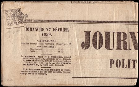 MODENA 1859 (27 feb.)Segnatasse per giornali. Giornale "Journal de débats"...