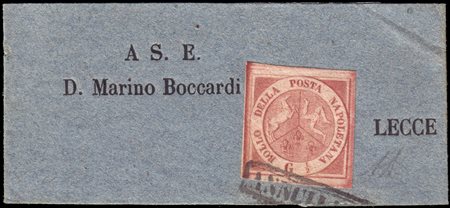 NAPOLI 1860Fascetta completa per Lecce (6 nov.) affrancata con 1/2gr....