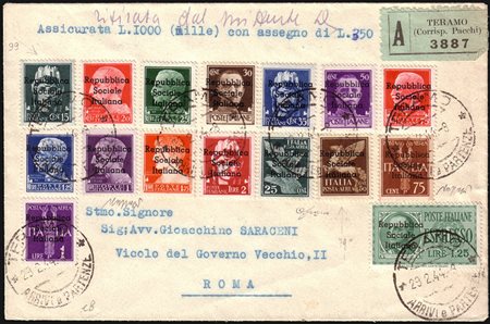 EMISSIONI LOCALI - TERAMO 1944 (23 feb.)Busta spedita da Teramo per Roma,...