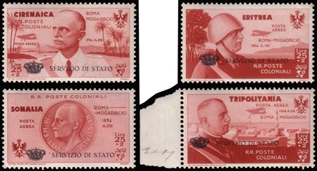 GIRI COLONIALI 1934Posta aerea di servizio "Roma-Mogadiscio". Serie completa...
