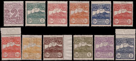 SAN MARINO 1903"Cifra o veduta". Serie completa di 12 valoriCert. G. Bolaffi....