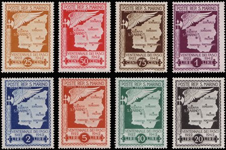 SAN MARINO 1943Posta aerea non emessa "Cartina di San Marino con fascio e...