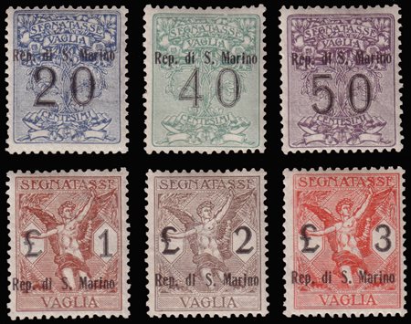 SAN MARINO 1924Segnatasse per vaglia. Serie completa di 6 valoriCert. M....