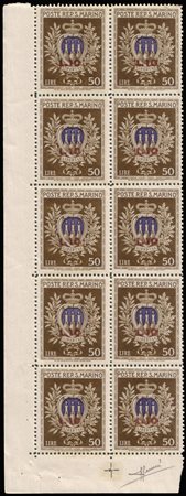 SAN MARINO 1946Minifoglio. 10/50 lire "Pro opere assistenza", non...