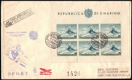 SAN MARINO 1953 (20 mar.)Posta aerea. Busta primo giorno edizioni "Venetia",...