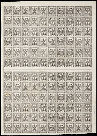 MODENA 1851/1852Prove. 40c. nero su bianco, due gruppi da 60 esemplari, uniti...