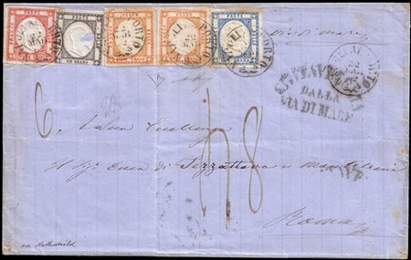 PROVINCE NAPOLETANE 1862 (22 mar.)Falsi dell'epoca. Lettera quadricolore...