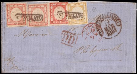 PROVINCE NAPOLETANE 1861 (12 mar.)Falsi dell'epoca. Lettera con testo spedita...