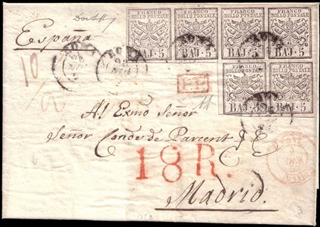 STATO PONTIFICIO 1853 (26 nov.)Lettera senza testo da Roma per Madrid...