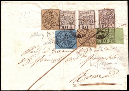 STATO PONTIFICIO 1853 (4 giu.)Lettera quadricolore, con testo, da Camerino...