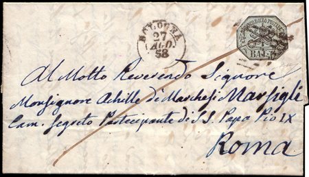 STATO PONTIFICIO 1858 (27 ago.)Lettera con testo da Bologna per Roma,...