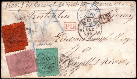 STATO PONTIFICIO 1869 (2 dic.)Busta da Roma, via Marsiglia, per Sydney...