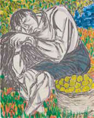 Messina 1903 – Milano 1997 IL RIPOSO, 1972 serigrafia, cm 67x57. Firmato e...