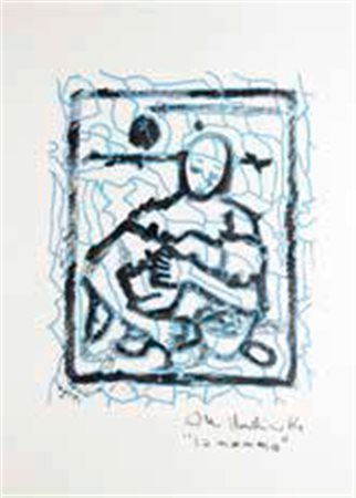 ALDO MONDINO Torino 1938 - 2005 LA MAMMA, 1964 tecnica mista su carta, cm...