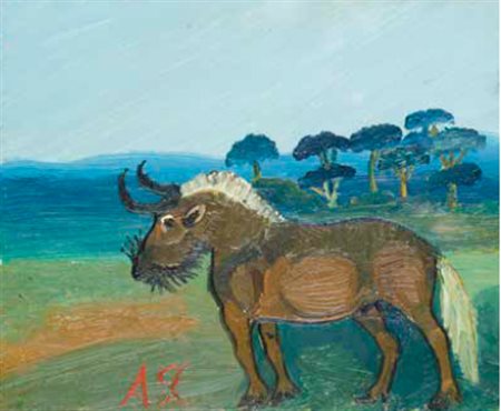 ANTONIO LIGABUE Zurigo 1899 – Gualtieri 1965 GNU, 1953-54 olio su faesite, cm...