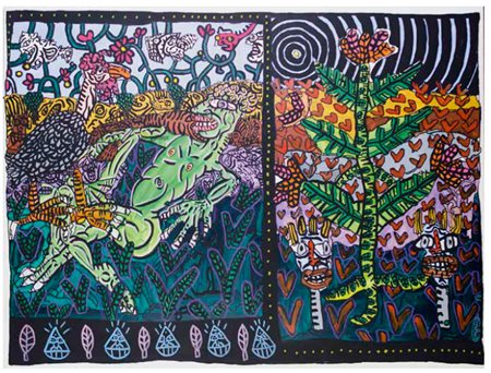 ROBERT COMBAS Lyon 1957 PROSPERT POLIVERT, 1986 acrilico su tela, cm 158x210....